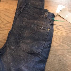 7 for all mankind Skinny Glitter Denim Jeans Stretch Woman’s brand NWT size 28